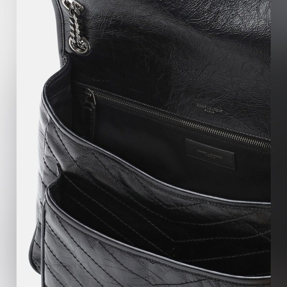 NWOT SAINT LAURENT Niki Large Leather Shoulder Bag Black - Picture 6 of 8